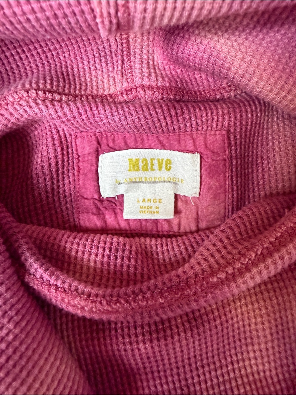 Anthropologie Maeve Pink Ribbed Cowl Neck Thermal Top - Picture 2 of 2